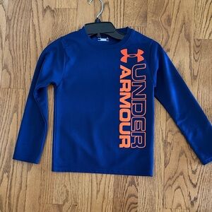 Under Armour Blue Long-Sleeve Tee with Orange Logo Like New